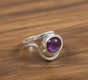 Women's 925 Sterling <b>Silver</b> <b>Boho</b> Eternity Engagement <b>Ring</b> Amethyst Gemstone - Product Image 2