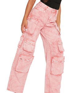 Casual High Waist Classic Pocket Trousers Wide Leg Pants Denim Women Jeans Breathable Jeans Cargo Pants OEM Jeans for Women - Product Image 5