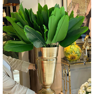 Florero decorativo de lujo, florero de flores chapado en oro brillante de aluminio para boda y decoración del suelo del hogar, jarrón de Metal - Product Image 3