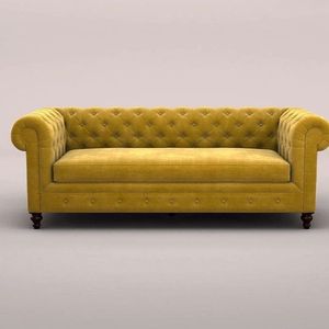 Sofá de 3 asientos de terciopelo amarillo mostaza de alta calidad de estilo moderno simple para hoteles, restaurantes y villas - Product Image 1