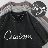 Camiseta Clásica para Hombre con Diseño de Cuello y Pedrería, Ropa con Estampado de Diamantes de Imitación, Camisetas Personalizadas con Diamantes
