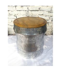 Tables basses élégantes de table d'appoint en métal de fer martelé de capot supérieur avec le capot en bois pour des meubles d'accent de salon - Product Image 3