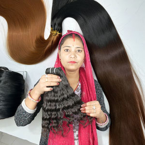 Extensions de cheveux humains vierges indiennes 100% naturelles, textures naturelles, non traitées, double trame, ondulées soyeuses, cheveux de temple - Product Image 1