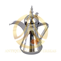 Cafetera Árabe Tradicional de Acero Inoxidable y Latón, Diseño Personalizado, Termo con Tapa, Personalizable con Logotipo, Estilo Medio Oriente