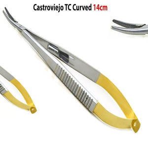 Pince à suture dentelée 14cm porte-aiguille chirurgical dentaire Castroviejo TC incurvé - Product Image 2