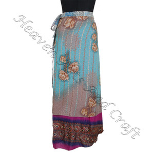 กระโปรงทรงอินเดีย2ชั้นกระโปรงคลุมสำหรับงานเลี้ยงตอนเย็นกระโปรงผ้าไหมอินเดียโสร่งชายหาด Pareo ยาวพันรอบ - Product Image 6