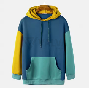 เสื้อฮู้ดสวมหัวผ้าฝ้าย100% สำหรับผู้ชายปรับแต่งได้พิมพ์ลายปะสีทึบสีล้วนสำหรับฤดูใบไม้ผลิ - Product Image 2