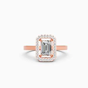 Bague de fiançailles en platine pour femme, diamant rond taille brillant, naturel et certifié, style romantique - Product Image 5