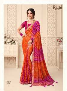 La mejor calidad Festival Wear Amazing Color Chiffon Saree con blusa con borde Zari y borlas Trabajo Venta al por mayor Suministro de fábrica - Product Image 3