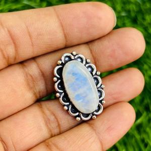 Hot Selling Original Marquise Oval Shape Moissanite 925 Sterling Silver Wedding Ring Fine <b>Rainbow</b> Moonstone Factory Wholesale - Product Image 2