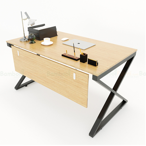Bureau XBamboo BFXB006 140x80cm, table d'ordinateur moderne minimaliste avec pieds en fer assemblés pour le bureau ou la chambre - Product Image 1