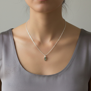 Collier en argent sterling avec chaîne, forme de balle petite, plaqué rhodium, tendance, pour fiançailles et fêtes - Product Image 4