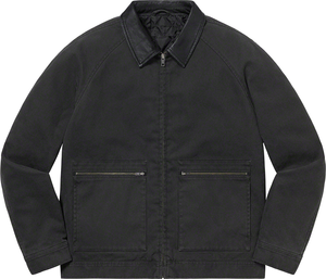 Veste de travail d'hiver pour hommes de haute qualité conception de logo personnalisé coupe-vent avec col en cuir tissu de toile sergé et rembourrage en duvet - Product Image 1