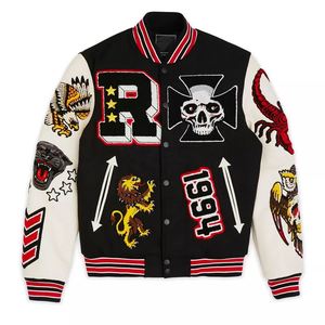 Chaqueta Varsity de Invierno para Hombre, Fabricada por OEM/ODM, 100% Algodón, Mangas Personalizadas, Chaqueta Universitaria de Béisbol con Letras Bordadas, Cierre Frontal, Venta al Por Mayor - Product Image 4