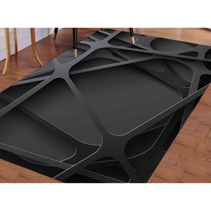 3D Black Abstract <b>Rug</b>: Modern Metallic Home Decor,<b>Chenille</b> <b>Rug</b> - Product Image 2
