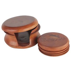 Sous-verres en bois d'acacia sur fond imprimé pour servir le thé Ensemble de 4 pièces Accessoires de cuisine Vente à chaud - Product Image 5