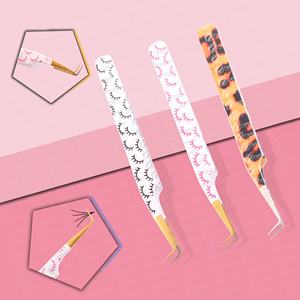 La plus récente pince à cils à pointe inclinée en acier inoxydable facile à saisir et à enlever les outils de maquillage à embouts courts avec échantillon gratuit - Product Image 4