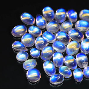 Forma de mezcla de piedras preciosas de piedra lunar arcoíris genuina para hacer joyas, cabujón de piedra lunar arcoíris blanco llamativo azul y tamaño personalizado - Product Image 1