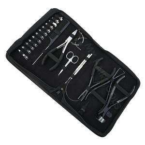 Kit d'application d'extensions capillaires : Outil de pressage à poignée en silicone pour extensions adhésives, Pince à sertir les anneaux, Extracteur de perles, Pince à sertir plate, Crochet à boucle de fil, Aiguilles courbées - Product Image 6