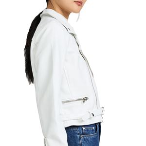Hot Selling Bright <b>White</b> Color Quality Custom <b>Women's</b> Leather <b>Jacket</b> Outdoor Leather <b>Jacket</b> Leather Motor Winter <b>Jacket</b> 2025 - Product Image 3
