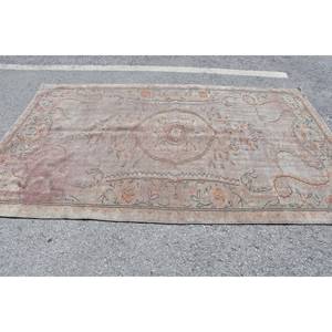 Alfombra de lana Oriental turca Vintage, 5,5x9,1 pies, área grande, Beige, naranja, diseño de retazos para pasillo, habitación rectangular, respaldo de látex - Product Image 4