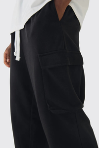 Custom Made New Design Men's Pants Custom Washed 100% Cotton Fleece Solid <b>Black</b> Color Streetwear Sweatpants for Men - Product Image 2