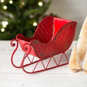 Traîneau de Noël moderne en fer rouge, vente chaude, traîneau du Père Noël pour décorations festives, fabrication métallique personnalisée, populaire - Product Image 1