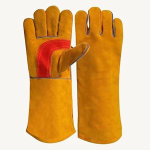 Gants de soudage en cuir de vachette de qualité supérieure, jaune, pour travaux de soudage à l'arc, meilleur prix - Product Image 1