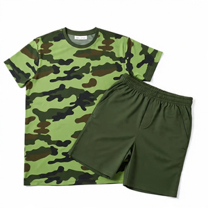 เสื้อยืดและกางเกงขาสั้นลายพรางสำหรับผู้ชายชุดวิ่งออกกำลังกายพิมพ์ลายพิมพ์ซับลิเมชัน - Product Image 2