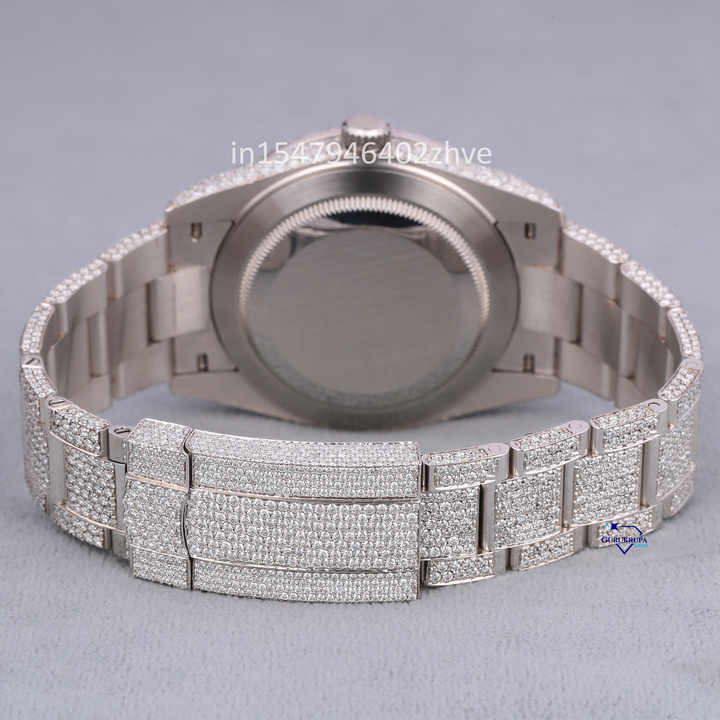 Elegant Fashionable Full Iced Stainless Steel Moissanite Diamond Watch Men Women High Quality Glass Dial Date New Accessories