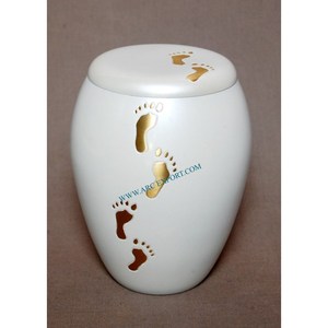 Urnas de cremación para humanos de Metal de gran tamaño con recubrimiento en polvo de Color blanco, novedad única, suministros funerarios de alta demanda - Product Image 1