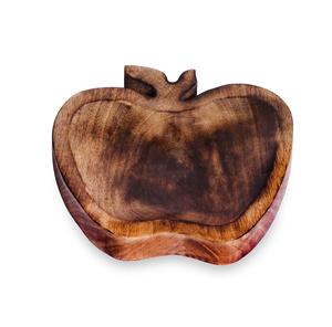 Wooden Bowl Apple Shaped Mango Wood Bowl, Rustic <b>Centrepiece</b> for <b>Dining</b> <b>Table</b>, Serving Snack Bowl, Dipping Bowl, Handmade - Product Image 1