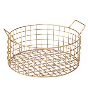 Hot Vantage Modern Fancy Premium Look Luxury Metal multiusos y cesta de alambre con acabado dorado para la decoración del hogar y la sala de estar - Product Image 1