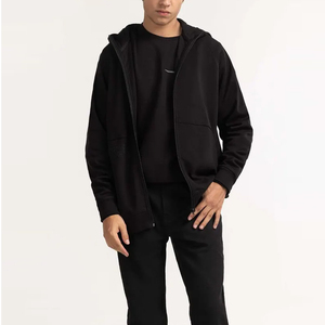 Sweat à capuche zippé en polaire de polyester avec logo personnalisé, style basique en coton mélangé, tendance streetwear, best-seller 2025 pour hommes - Product Image 6
