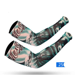 Manches de bras de sport unisexes en coton 100% polyester, logo personnalisé, faux tatouage, respirant, protection UV, vente en gros avec échantillon gratuit - Product Image 2