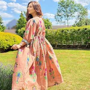 Vestido Largo Bohemio de Algodón Puro con Estampado Indio, Colorido, Veraniego, Cómodo, Atuendo para Mamá - Product Image 3