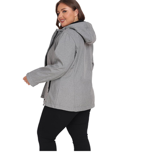 Vestes softshell pour femmes grandes tailles, à capuche, doublées de polaire chaude, coupe-vent - Product Image 6