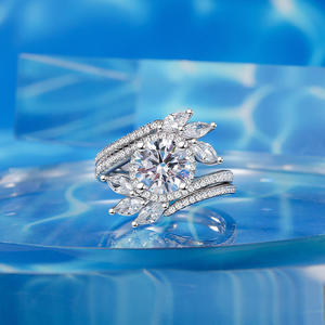 Jeulia Trendy Brass Claw Inlay Round Halo Engagement <b>Ring</b> <b>Set</b> for Children - Product Image 3
