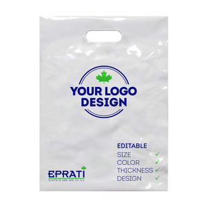 Bolsa de compras de plástico con asa troquelada y logotipo personalizado, embalaje de LDPE de alta calidad de Turquía - Product Image 2