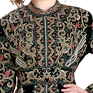 Caftán marroquí para mujer con cuello alto Diseño El mejor material Vestido informal de manga larga - Product Image 3