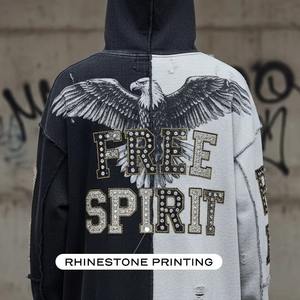 Sudadera con Capucha Unisex de Invierno, 100% Algodón, Estilo Francés, Holgada, con Logotipo Bordado, Lavado Ácido, Desgastada, Rota, Estilo Urbano - Product Image 2