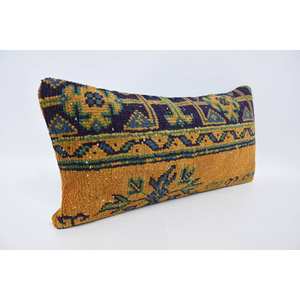 Multicolor Bohemian Wool Pillow 12x24 Inches Portable with Square Pattern Tufted Woven for <b>Bedding</b> Sofa Use for Christmas - Product Image 3
