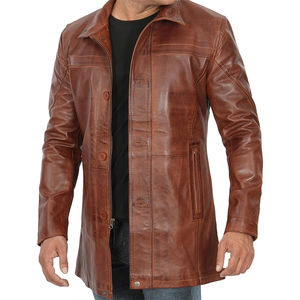 Abrigo de Cuero Genuino para Hombre al por Mayor, Corte Regular, Impermeable, Patrones Grabados Personalizados, Servicio OEM Disponible, Cuello Alto - Product Image 5