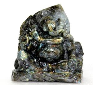 Venta al por mayor labradorita Ganesha estatua tallada a mano estatuilla cristal Natural piedra curativa estilo religioso - Product Image 6