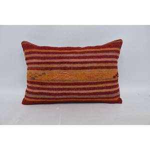Kilim de lana marrón de 16x24 pulgadas, almohada de lujo, técnica tejida con estampado Floral y Vintage portátil para ropa de cama - Product Image 1