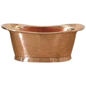 Conception moderne salle de bain utilisation baignoire de trempage cuivre finition Antique autoportante droite pour luxe maison et hôtel - Product Image 3