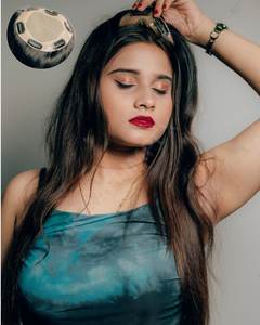 4x5 Silk Base Topper Premium quality Remy Hair Extension Topper Natural Brown and Black Indian Hair 100% <b>Tangle</b> Free - Product Image 2