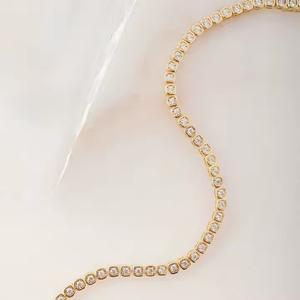 Pulsera de tenis para mujer de alta calidad recién llegada 10K oro amarillo Moissanite corte redondo diamante - Product Image 2