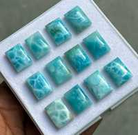 Larimar Natural Cabujón para Joyería, Gema Azul en Forma de Cojín 10x14mm 6mm, Opalescente, Diseño Único, Encerado/Engrasado, Venta al por Mayor