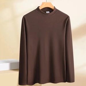 Camiseta Interior de Manga Larga para Hombre, Cuello Alto/Medio, Doble Cara de Felpa, Transpirable, Informal, Color Sólido, Abrigada, para Otoño e Invierno - Product Image 6